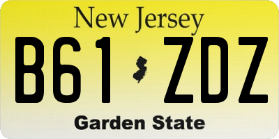 NJ license plate B61ZDZ