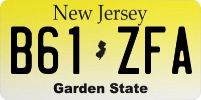 NJ license plate B61ZFA