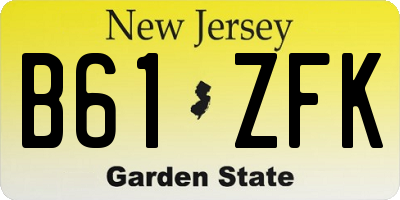 NJ license plate B61ZFK
