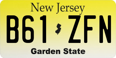 NJ license plate B61ZFN