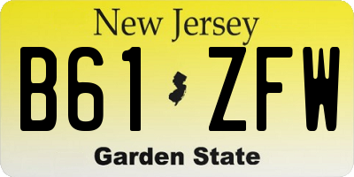 NJ license plate B61ZFW