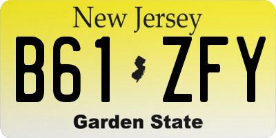 NJ license plate B61ZFY