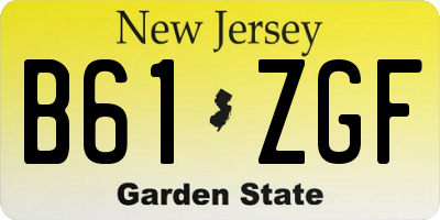 NJ license plate B61ZGF