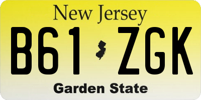 NJ license plate B61ZGK
