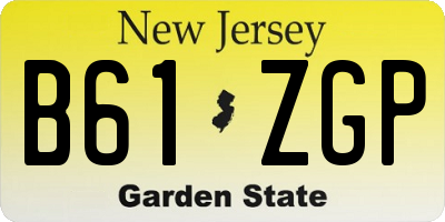 NJ license plate B61ZGP