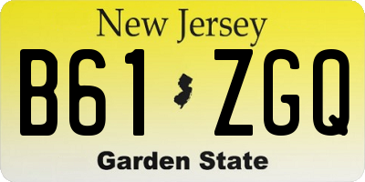 NJ license plate B61ZGQ