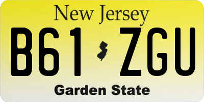 NJ license plate B61ZGU