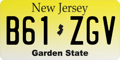 NJ license plate B61ZGV
