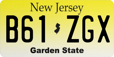 NJ license plate B61ZGX
