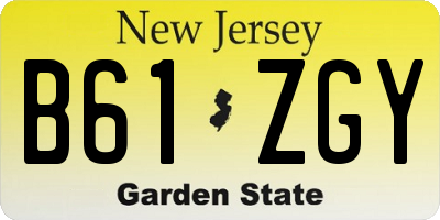 NJ license plate B61ZGY