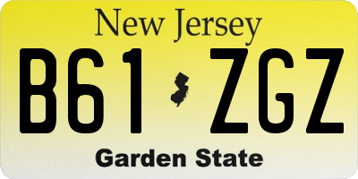 NJ license plate B61ZGZ