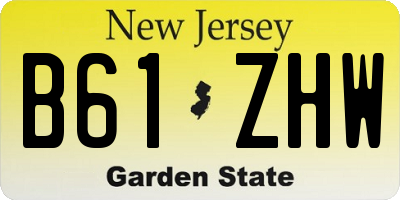 NJ license plate B61ZHW