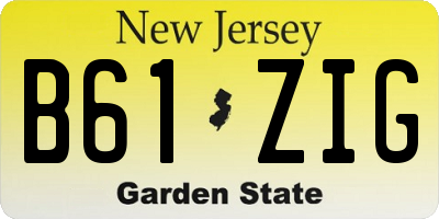 NJ license plate B61ZIG