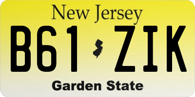 NJ license plate B61ZIK