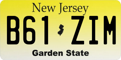 NJ license plate B61ZIM