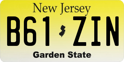 NJ license plate B61ZIN