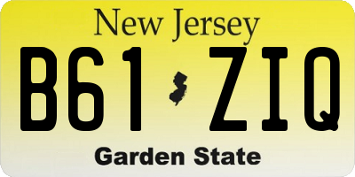 NJ license plate B61ZIQ