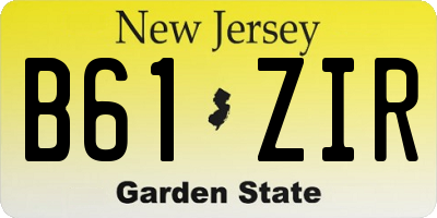 NJ license plate B61ZIR