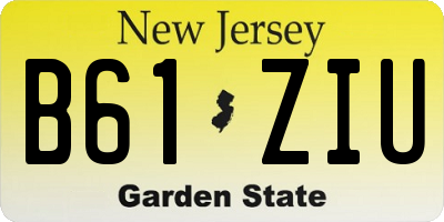 NJ license plate B61ZIU