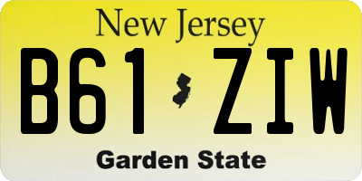 NJ license plate B61ZIW