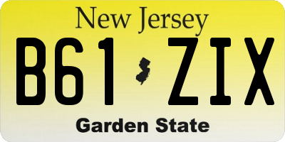 NJ license plate B61ZIX