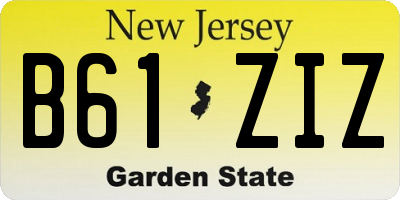 NJ license plate B61ZIZ