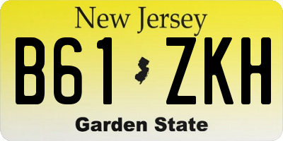 NJ license plate B61ZKH