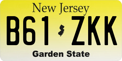 NJ license plate B61ZKK