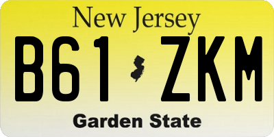 NJ license plate B61ZKM
