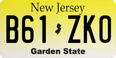 NJ license plate B61ZKO