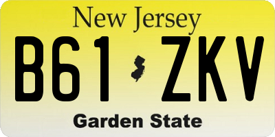 NJ license plate B61ZKV