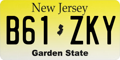 NJ license plate B61ZKY