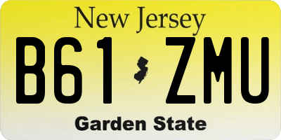 NJ license plate B61ZMU