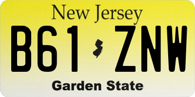 NJ license plate B61ZNW