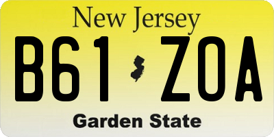 NJ license plate B61ZOA