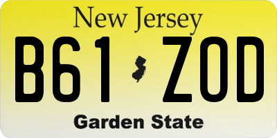 NJ license plate B61ZOD