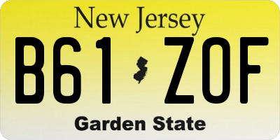 NJ license plate B61ZOF