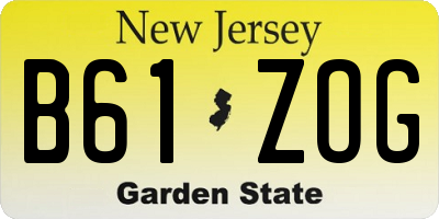 NJ license plate B61ZOG