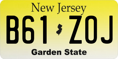 NJ license plate B61ZOJ