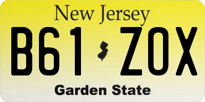 NJ license plate B61ZOX