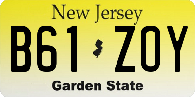 NJ license plate B61ZOY
