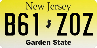 NJ license plate B61ZOZ