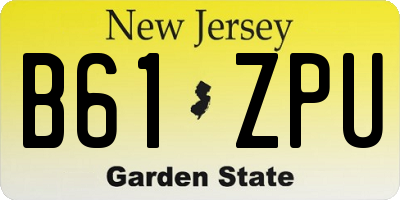 NJ license plate B61ZPU