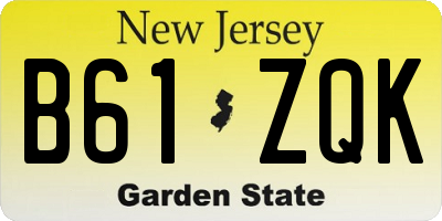 NJ license plate B61ZQK