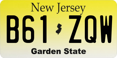 NJ license plate B61ZQW