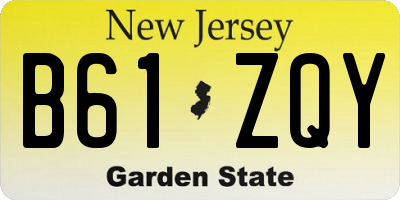 NJ license plate B61ZQY