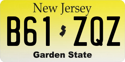 NJ license plate B61ZQZ