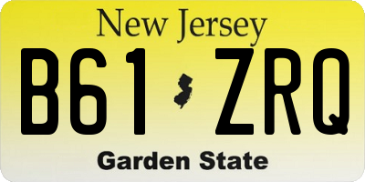 NJ license plate B61ZRQ