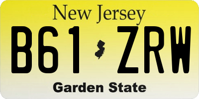 NJ license plate B61ZRW