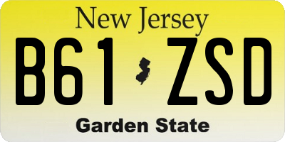 NJ license plate B61ZSD